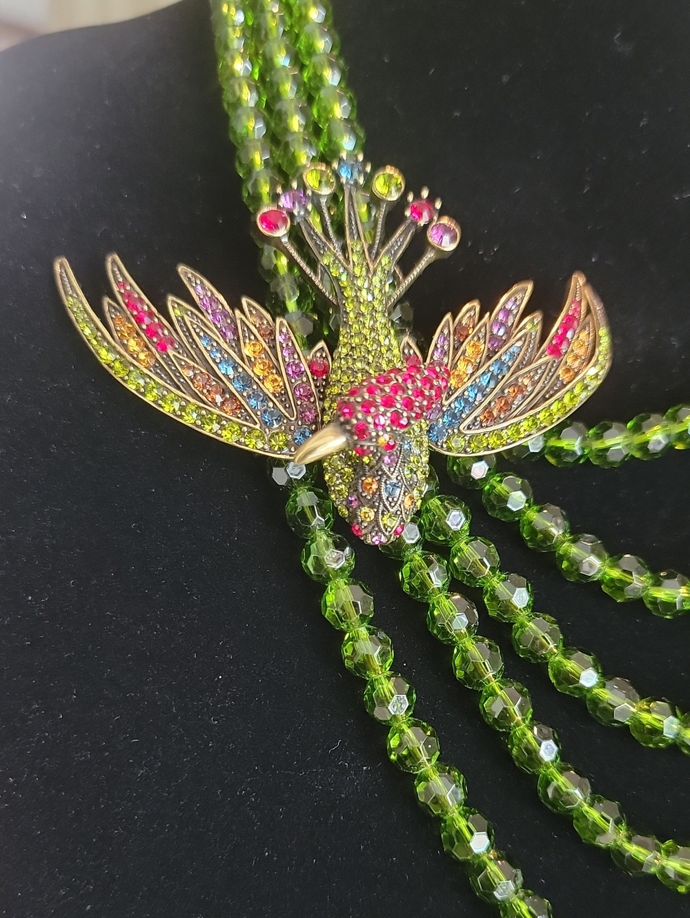 HEIDI DAUS "FOR THE BIRDS" BIRD-DESIGN SWAROVSKI CRYSTAL MULTISTRAND NECKLACE - Picture 3 of 10